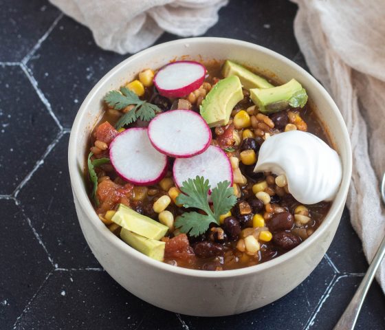 Vegetarian Mexican Wheat Berry Soup