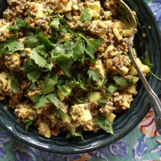 Cold Curried Einka & Lentil Salad with Toasted Cashews