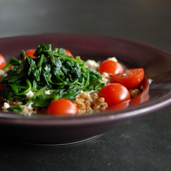 Warm Spinach and Farro Salad