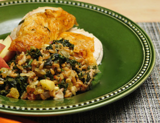 Farro Stuffing with Winter Greens and Apples