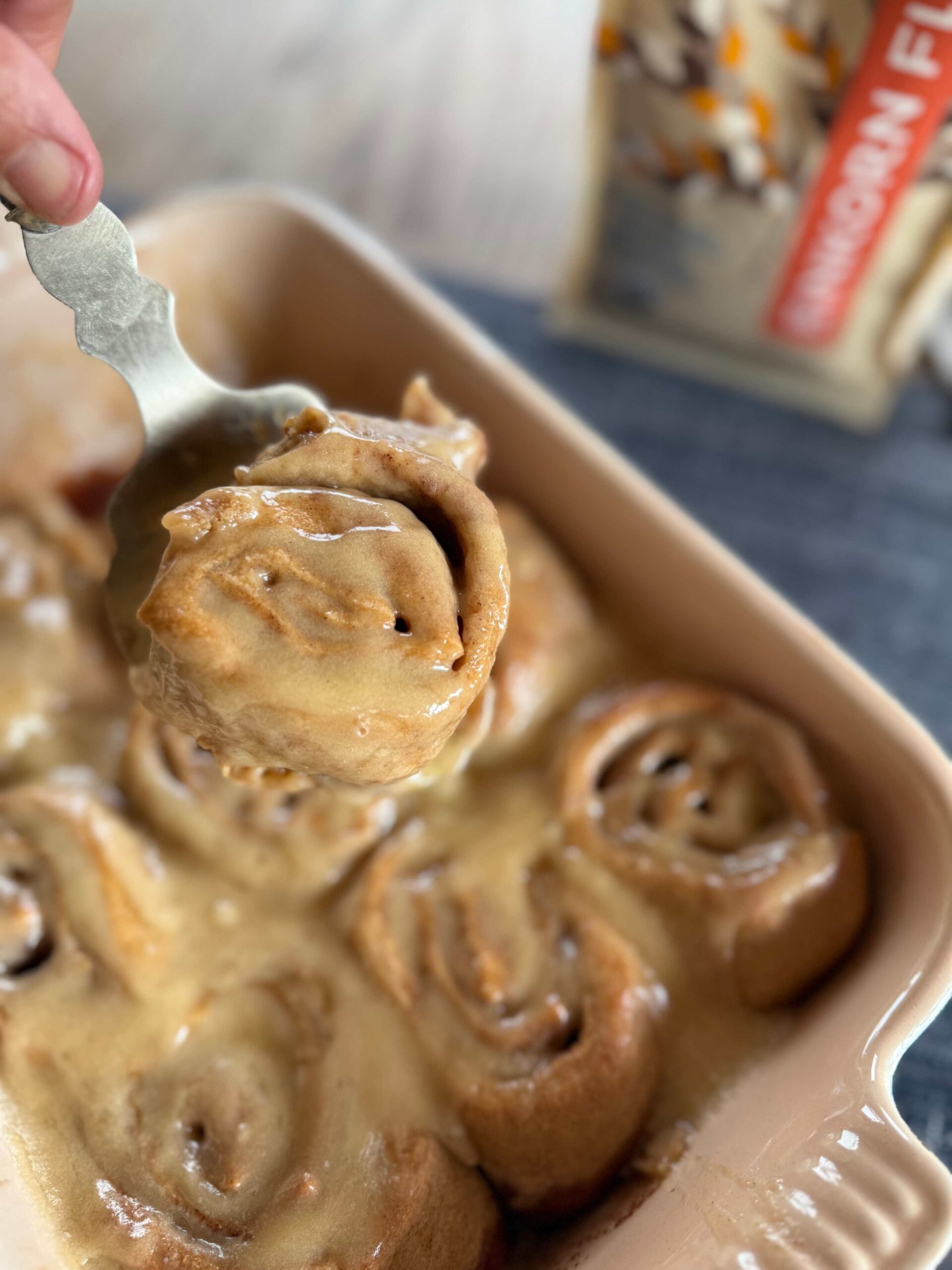 Easy Einkorn Cinnamon Rolls with Tahini Glaze, Einkorn Flour
