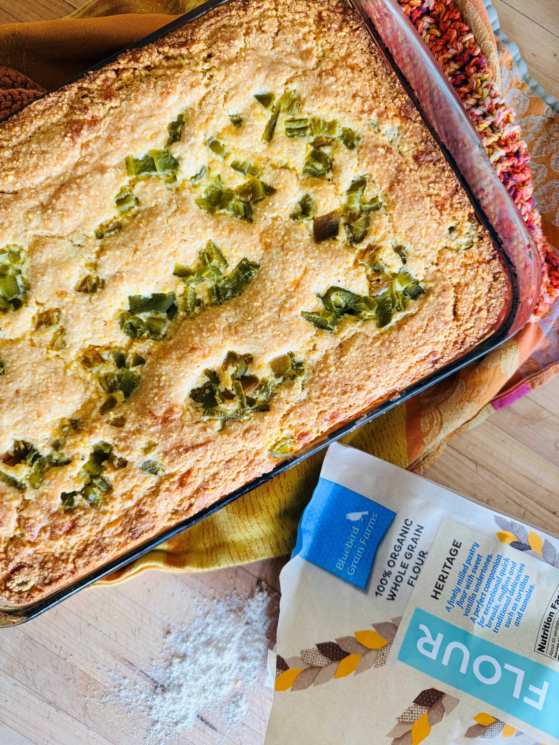 Jalapeno cheddar cornbread, the best cornbread recipe, cornbread with wholewheat flour, Sonora flour recipe