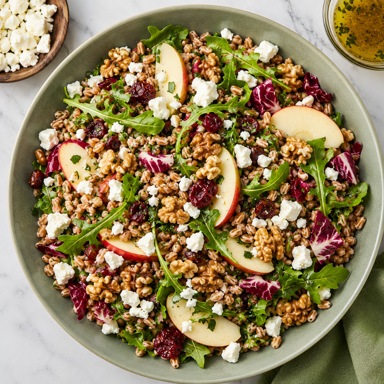 Emmer Farro Salad with Apples and Arugula, Farro Salad, The best Farro Salad recipe,