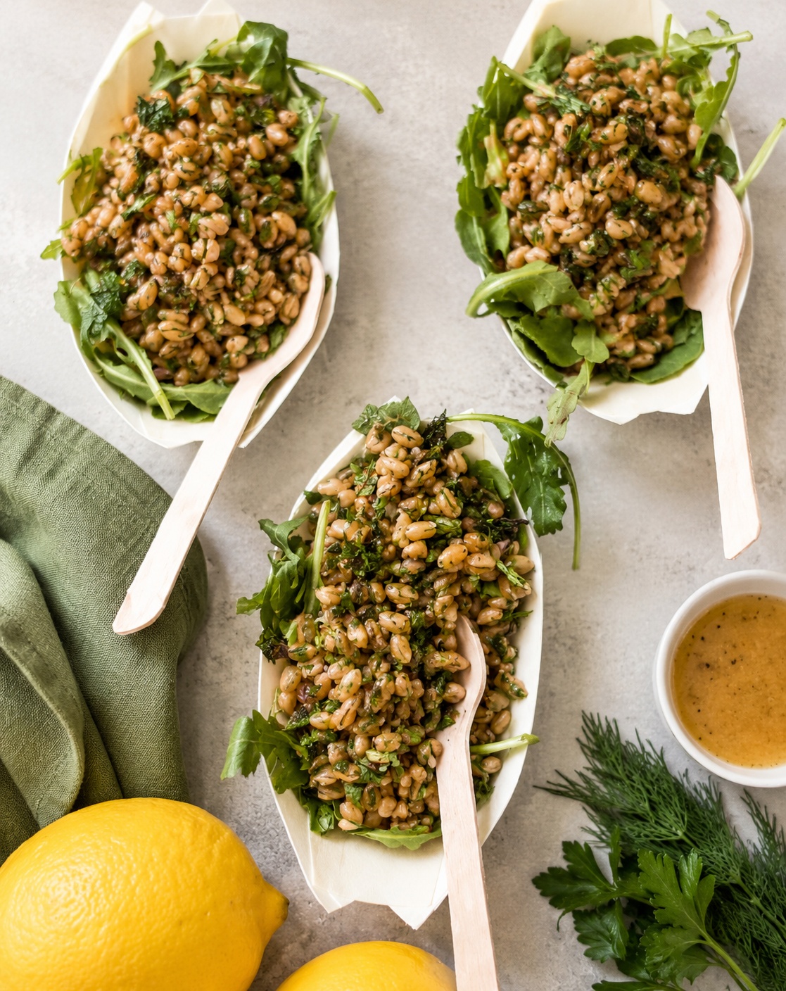 Herbed Emmer Farro Salad with Yuzu Dressing, Grain Summer Salad, the best farro salad